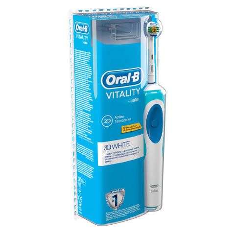 Зубная щетка электрическая ORAL-B (Орал-би) Vitality 3D White D12.513, "Отбеливающая", блистер
