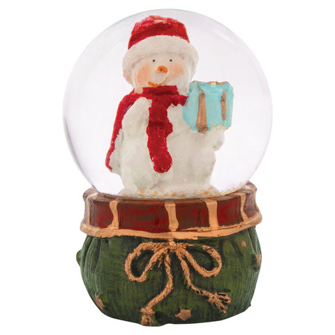 Фигурка сувенирная "Снежный шар МЕШОК С ПОДАРКАМИ", полистоун/стекло, диаметр 45 мм, ЗОЛОТАЯ СКАЗКА, 590902