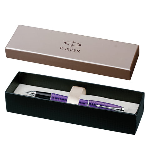 Ручка подарочная перьевая PARKER "Urban Premium Vacumatic Amethyst Pearl", фиолетовый корпус, хромированные детали, синяя, 1906860