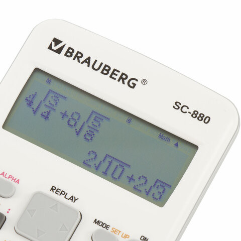 Калькулятор инженерный двухстрочный BRAUBERG SC-880-N (165х84 мм), 417 функций, 10+2 разрядов, БЕЛЫЙ, 250526