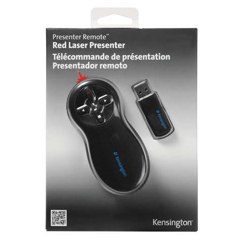Указка-презентер лазерная KENSINGTON беспроводная, радиус 20 м, красный луч (ACCO Brands, США), K33374EUB/33374