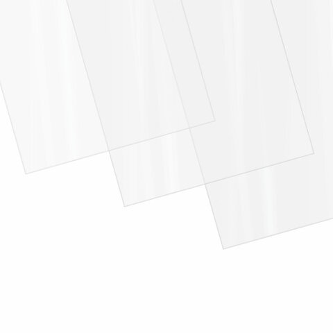 Обложки пластиковые для переплета БОЛЬШОЙ ФОРМАТ А3, КОМПЛЕКТ 100 шт., 150 мкм, прозрачные, BRAUBERG, 532157