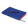 Блокнот А5 (140x200 мм), BRAUBERG "NEBRASKA", 112 л., гибкий кожзам, ручка, линия, синий, 110948