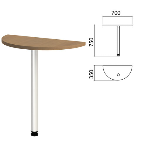 Стол приставной полукруг "Этюд", 700х350х750 мм, цвет орех онтарио (КОМПЛЕКТ)