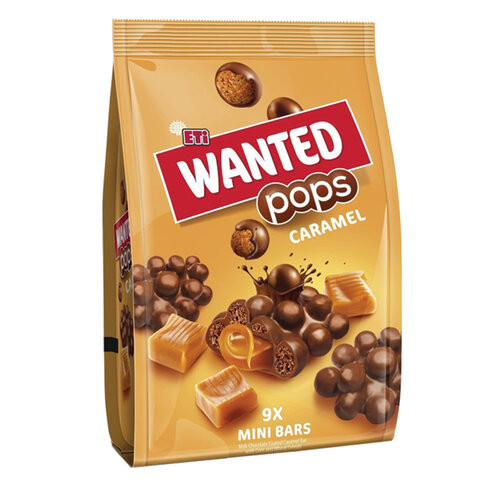Батончики WANTED "Pops Caramel", молочный шоколад с карамельной начинкой,126 г, 37727 (2727)