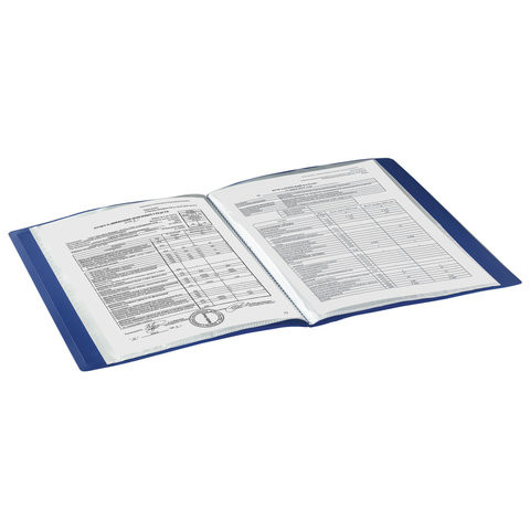Папка 40 вкладышей BRAUBERG "Contract", синяя, вкладыши-антиблик, 0,7 мм, бизнес-класс, 221777