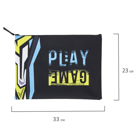 Папка для тетрадей BRAUBERG, А4, 1 отделение, ткань, молния сверху, "Play Game", 229406