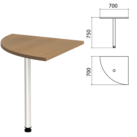 Стол приставной угловой "Этюд", 700х700х750 мм, цвет орех онтарио (КОМПЛЕКТ)