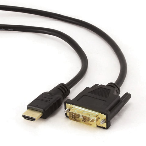 Кабель HDMI-DVI-D, 1,8 м, GEMBIRD, экранированный, для передачи цифрового видео, CC-HDMI-DVI-6