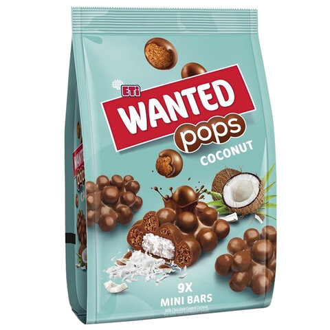Батончики WANTED "Pops Coconut", молочный шоколад с кокосовой начинкой, 126 г, 37755 (3755)