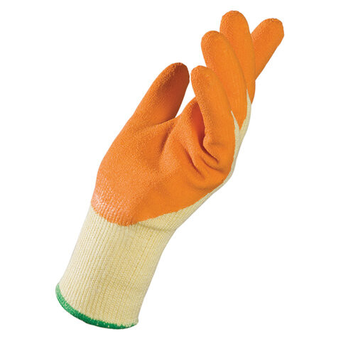 Перчатки текстильные MAPA Enduro/Titan 328, покрытие из натурального латекса (облив), размер 10 (XL), оранжевые/желтые
