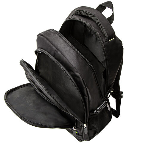 Рюкзак BRAUBERG TITANIUM универсальный, черный, салатовые вставки, 45х28х18см, 270766