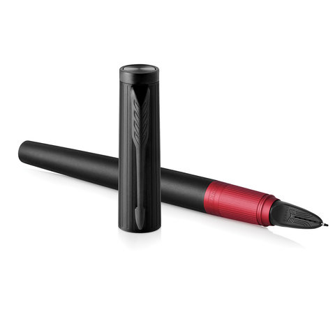 Ручка "Пятый пишущий узел" PARKER "Ingenuity Luxury Black Red PVD", корпус черный, хромированные детали, черная, 1972069