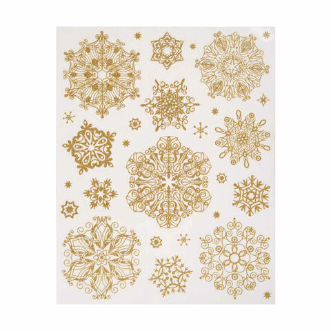 Украшение для окон и стекла декоративное "Золотые хлопья снега" с раскраской, 30х38 см, ПВХ, 81504