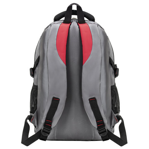 Рюкзак BRAUBERG TITANIUM универсальный, серый, красные вставки, 45х28х18см, 270767