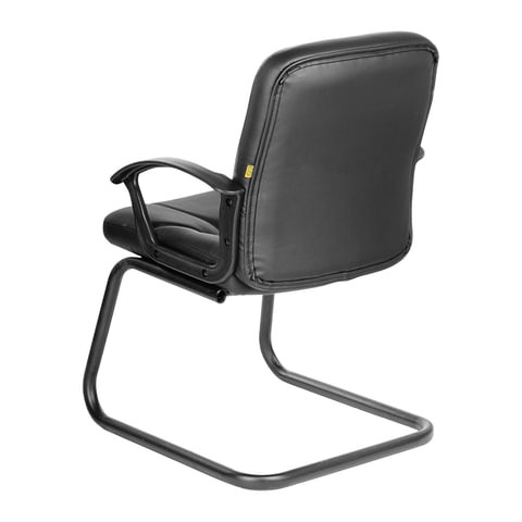 Кресло для приемных и переговорных "Чип", с подлокотниками, кожзаменитель, черное
