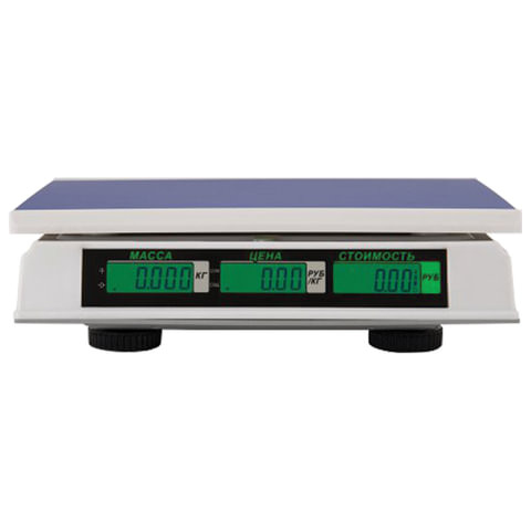 Весы торговые MERCURY M-ER 326AC-15.2 LCD (0,04-15 кг), дискретность 5 г, платформа 325x230 мм, без стойки