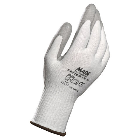 Перчатки текстильные MAPA KryTech 579, полиуретановое покрытие (облив), размер 9 (L), белые