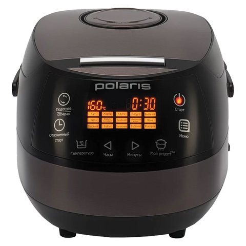 Мультиварка POLARIS PMC 0517AD/G, 860 Вт, 5 л, 15 программ, таймер, сенсорное управление, черная/коричневая