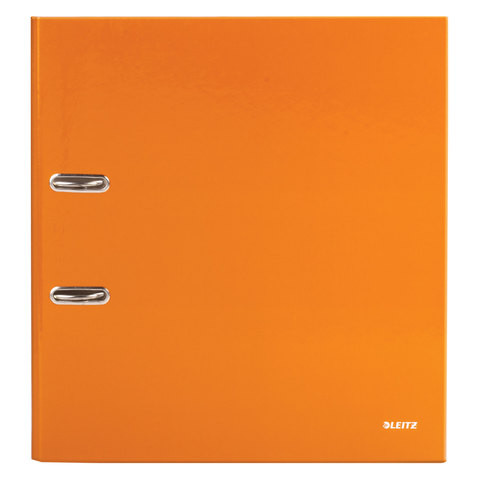 Папка-регистратор LEITZ "WOW", механизм 180°, ламинированная, 80 мм, оранжевая, 10050044