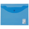 Папка-конверт с кнопкой МАЛОГО ФОРМАТА (240х190 мм), А5, прозрачная, синяя, 0,18 мм, BRAUBERG, 224027