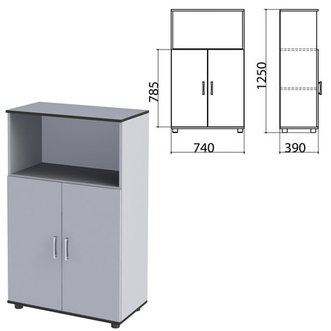Шкаф полузакрытый "Монолит", 740х390х1250 мм, цвет серый (КОМПЛЕКТ)