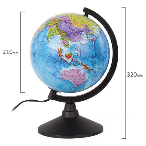 Глобус политический GLOBEN "Классик", диаметр 210 мм, с подсветкой, К012100010