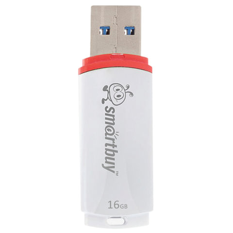 Флеш-диск 16 GB, SMARTBUY Crown, USB 2.0, белый, SB16GBCRW-W