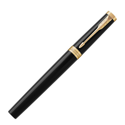 Ручка "Пятый пишущий узел" PARKER "Ingenuity Black Lacquer GT", корпус черный, позолоченные детали, черная, 1931462