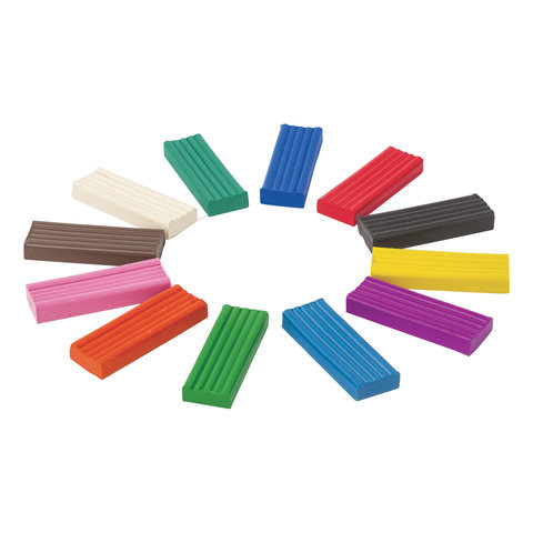 Пластилин классический BRAUBERG, 12 цветов, 240 г, со стеком, картонная упаковка, 103256