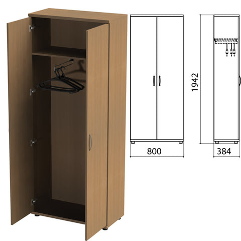 Шкаф для одежды "Этюд", 800х384х1942 мм, цвет орех онтарио (КОМПЛЕКТ)