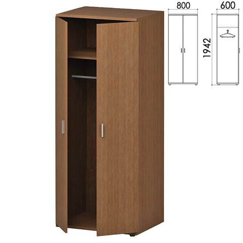 Шкаф для одежды "Кубика", 800х600х1942 мм, орех онтарио (КОМПЛЕКТ)
