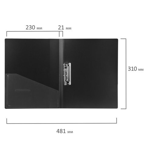 Папка с боковым металлическим прижимом и внутренним карманом BRAUBERG "Contract", черная, до 100 л., 0,7 мм, 221786