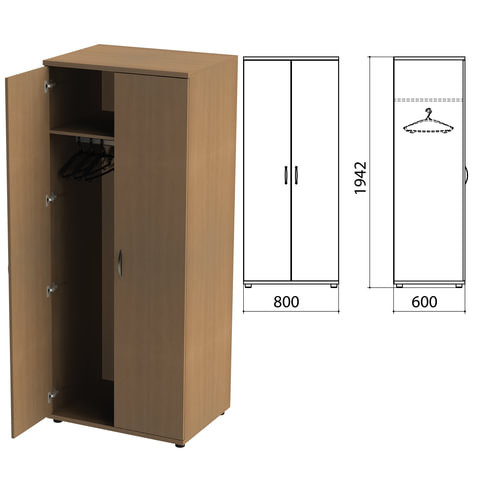 Шкаф для одежды "Этюд", 800х600х1942 мм, цвет орех онтарио (КОМПЛЕКТ)