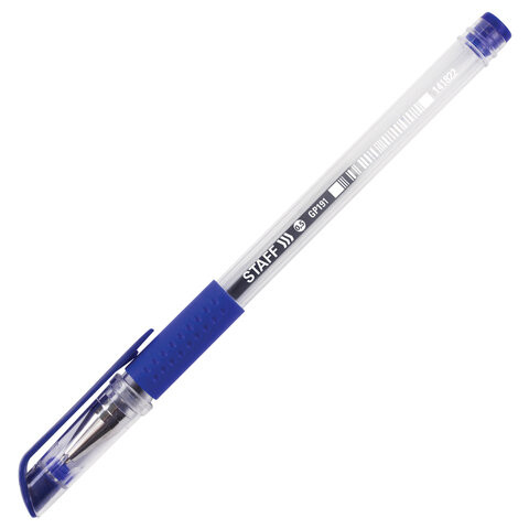 Ручка гелевая STAFF "EVERYDAY" GP-191, синяя, ВЫГОДНЫЙ КОМПЛЕКТ 12 штук, линия письма 0,35 мм, с грипом, 880215, 141822