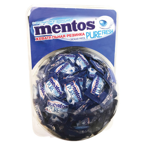 Жевательная резинка MENTOS Pure Fresh (Ментос) "Свежая Мята", сфера, 250 жевательных резинок, 85255