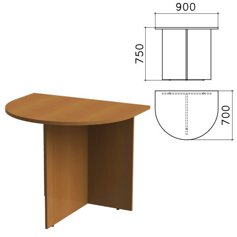 Стол приставной к столу для переговоров (640111) "Монолит", 900х700х750 мм, орех гварнери, ПМ19.3