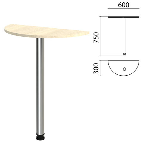 Стол приставной полукруг "Канц", 600х300х750 мм, цвет дуб молочный (КОМПЛЕКТ)