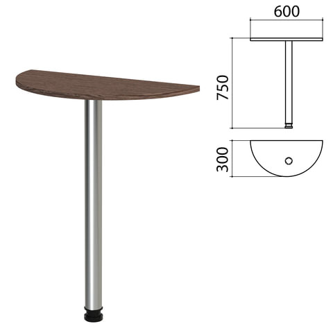 Стол приставной полукруг "Канц", 600х300х750 мм, цвет венге (КОМПЛЕКТ)
