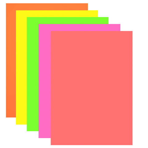 Цветная бумага А4 ТОНИРОВАННАЯ В МАССЕ, 10 листов 5 цветов (неон), BRAUBERG, 210х297 мм, 128006