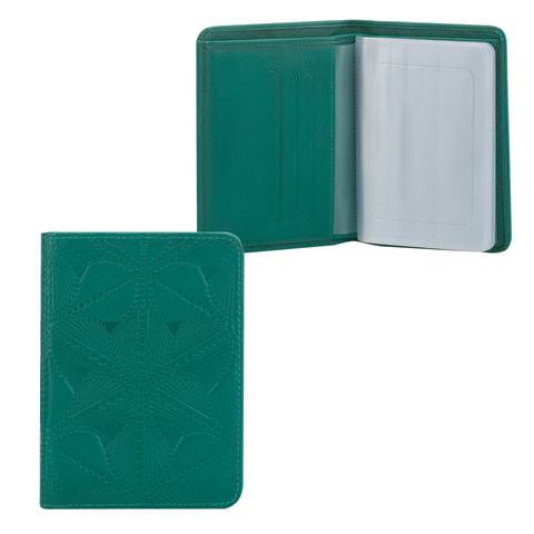 Бумажник водителя FABULA "Abstraction", натуральная кожа, тиснение, 6 пластиковых карманов, зеленый, BV.50.SE
