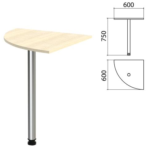 Стол приставной угловой "Канц", 600х600х750 мм, цвет дуб молочный (КОМПЛЕКТ)