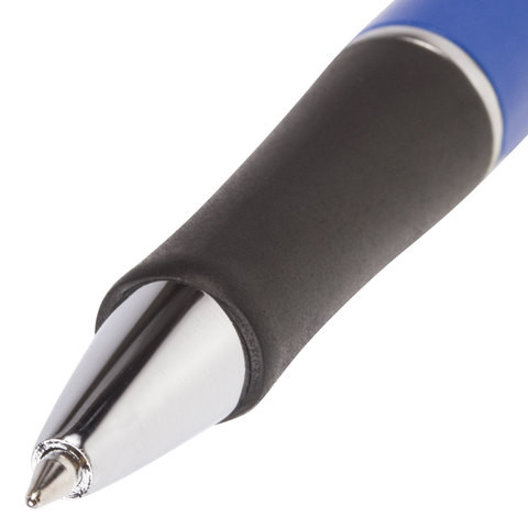 Ручка шариковая автоматическая с грипом BRAUBERG "Fast", СИНЯЯ, корпус синий, узел 0,7 мм, линия письма 0,35 мм, 140589