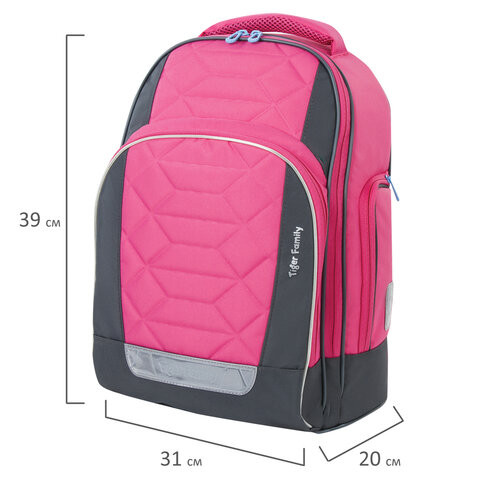 Рюкзак TIGER FAMILY школьный, Rainbow, с ортопедической спинкой, "Pink Lemonade", 39х31х20 см, 228941, TGRW-012A