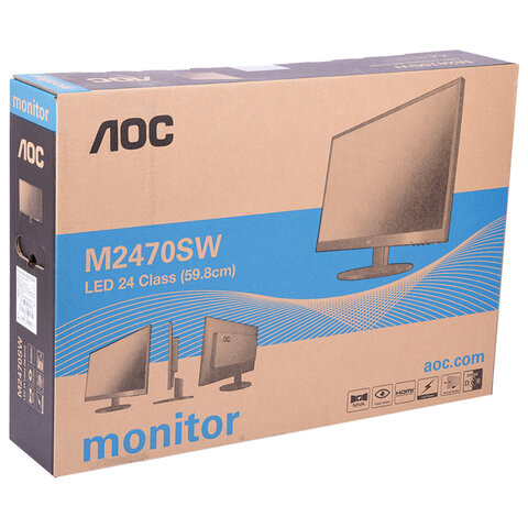 Монитор AOC M2470SWH 23.6'' (60 см), 1920x1080, 16:9, MVA, 5ms, 250cd, VGA, HDMI, черный