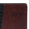 Ежедневник датированный 2021 А5 (138х213 мм) BRAUBERG "Cayman", кожзам, черный/коричневый, 111407