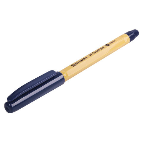 Ручка шариковая масляная BRAUBERG "Style Vanilla", СИНЯЯ, корпус бежевый, узел 0,7 мм, линия письма 0,35 мм, 142949