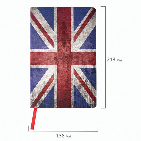 Ежедневник недатированный А5 (138х213 мм), BRAUBERG VISTA, под кожу, гибкий, 136 л., "Great Britain", 112007