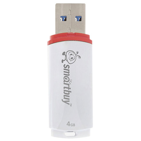 Флеш-диск 4 GB, SMARTBUY Crown, USB 2.0, белый, SB4GBCRW-W