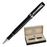 Ручка-роллер подарочная PARKER "Duofold Black PT", черный корпус, платиновое покрытие деталей, черная, S0690620